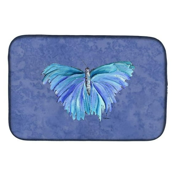 Butterfly on Slate Blue Dish Drying Mat