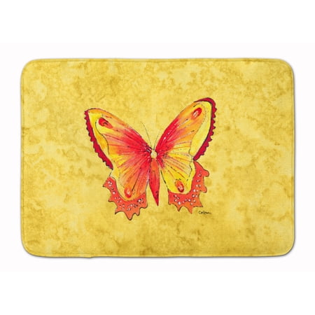 Butterfly on Yellow Machine Washable Memory Foam Mat