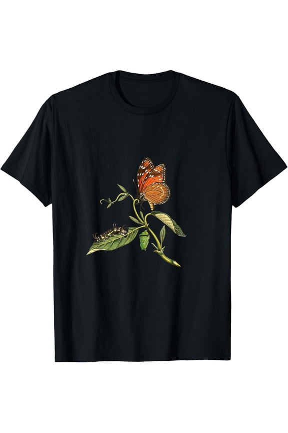 Butterfly on a Leaf T-Shirt men and women can wear, black, white, gifts