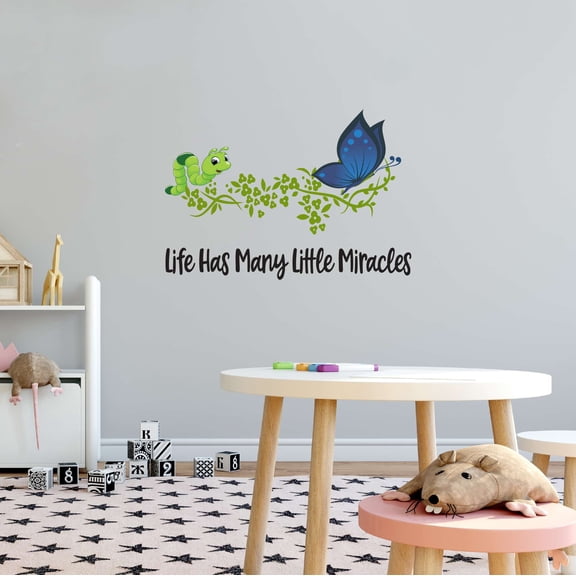 Butterfly's Lifes Little Miracles Catterpiller Butterfly Larva Insect Fly Away Bird Eagle Hummingbird Sparrow Worm Hawk Holiday Gift Decorating Ideas Wall Decal Sticker - Size: 20 In X 14 In