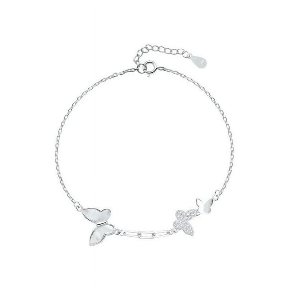 Butterfly shell 925 Sterling Silver Bracelets for Women, Fashion Adjustable Slider Unique S925 Bracelet Jewelry For Wedding Gifts