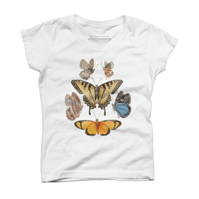 Butterfly shirt Butterfly Botanical Cute Girls White Graphic Tee Design By Humans XL