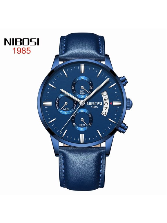 Butterfly snap button solid steel belt men's waterproof coated glass luminous three-eye 6-pin quartz watch