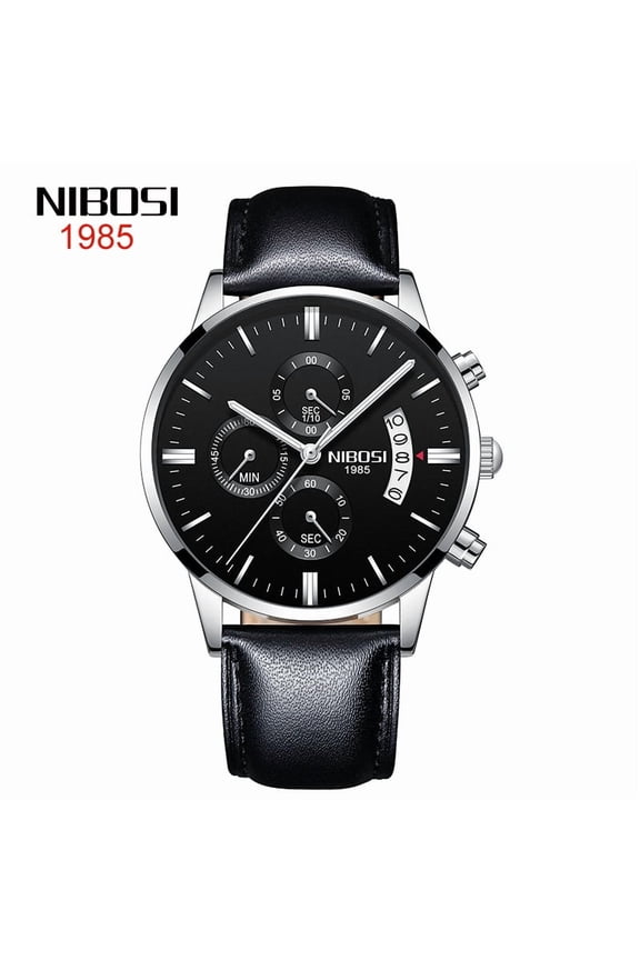 Butterfly snap button solid steel belt men's waterproof coated glass luminous three-eye 6-pin quartz watch