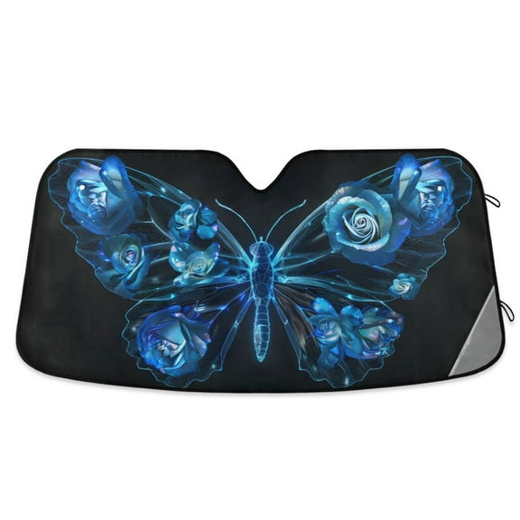 Butterfly with Flower on Wings Car Windshield Sun Shade Foldable Car Front Window Visor Heat and UV Protection 53x23.5