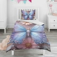 thumbnail image 1 of Butterfly with Flowers Duvet Cover and Pillowcase Set for Single Bedding, Bedroom Accessories for Kids Teens, 1 of 5