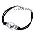 thumbnail image 1 of Butterfly with Flowers Novelty Suede Leather Metal Bracelet, 1 of 3