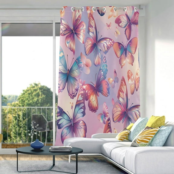 Butterfly with Gradient Blackout Curtains 84"x52" Thermal Insulated Curtain 1 Panel