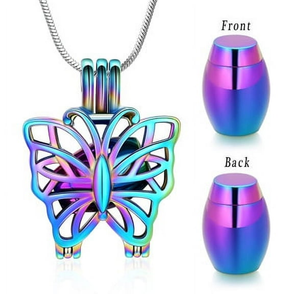 Butterfly with jar Cremation Pendant Small Urns For Ashes Keepsake Urn Necklace mini urns