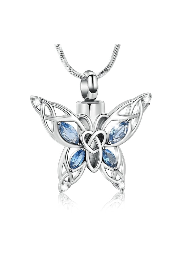 Butterfly with rhinestones Cremation Pendant Small Urns For Ashes Keepsake Urn Necklace
