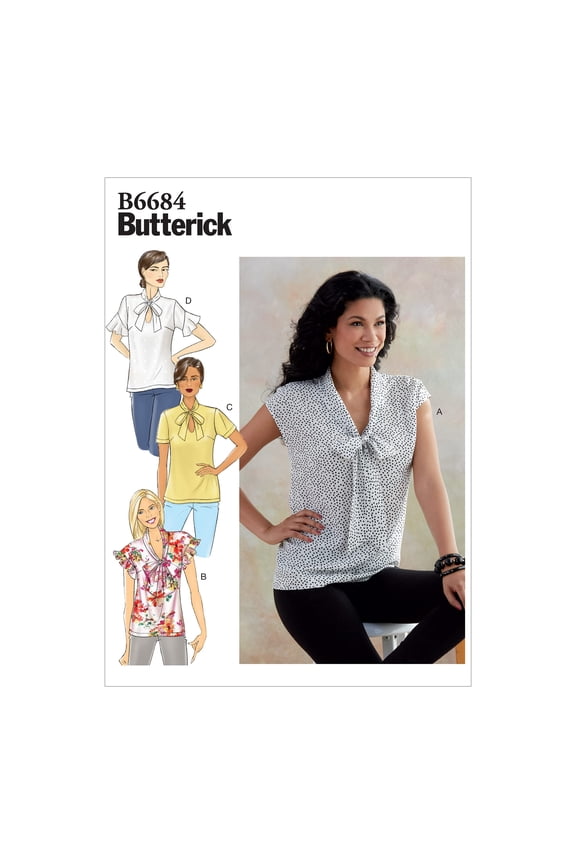 B6684E5 Easy Women's Pullover Blouse Sewing Patterns, Sizes 14-22