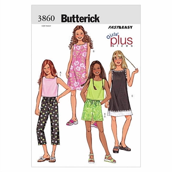 Butterick Children's Easy Pattern 3860 - Top, Dresses, Shorts & Pants