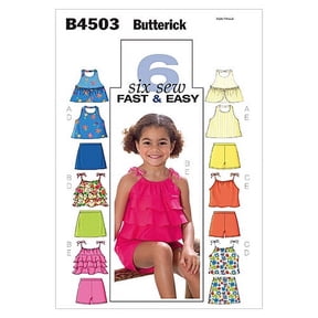 Butterick Sewing Pattern 4503 - Shorts, Skirts and Tops for Kids and Baby - Ages 6-7-8 - Easy