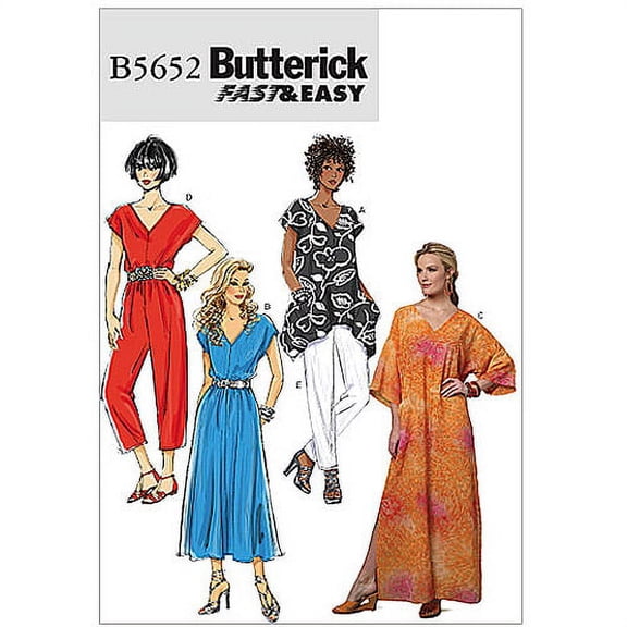 Butterick Pattern Misses' Top, Dress, Caftan, Jumpsuit and Pants, Y (XS, S, M)