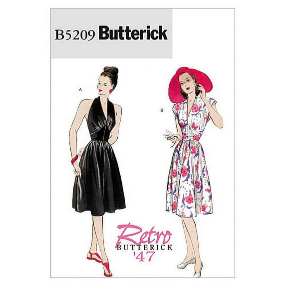 Butterick Ladies Sewing Pattern 5209 Halter Neck Vintage Style Dresses