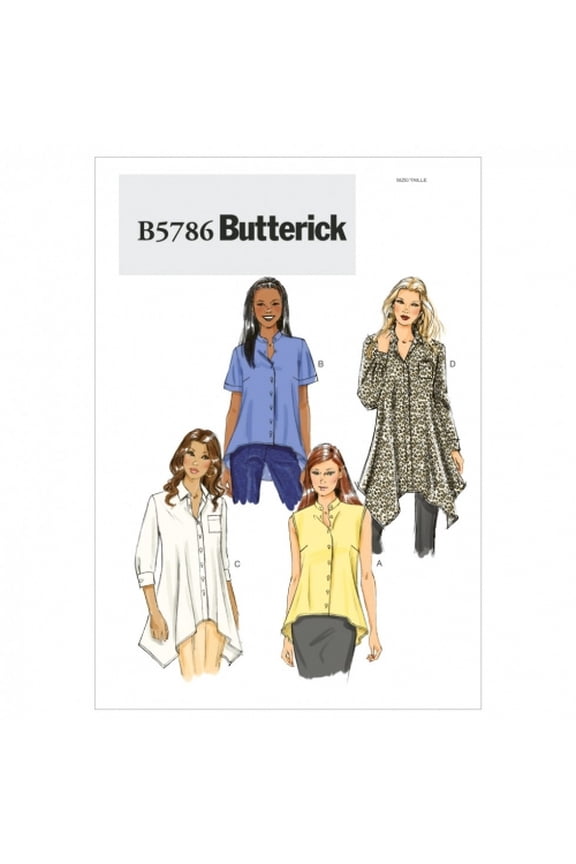 Ladies Sewing Pattern 5786 - Shaped Hemline Shirts & Blouses