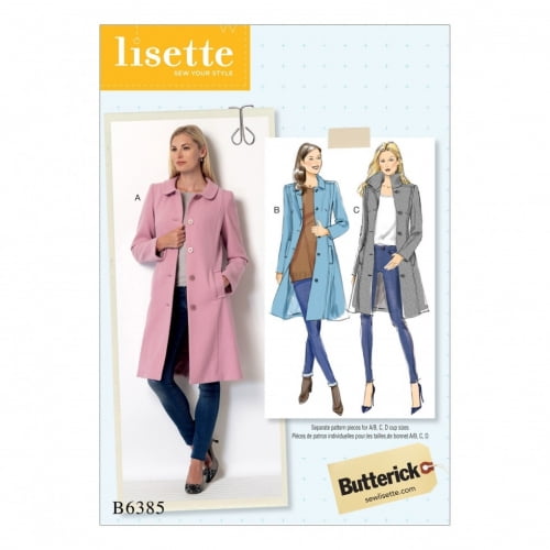 Butterick Ladies Sewing Pattern 6385 Funnel Neck, Peter Pan Coats