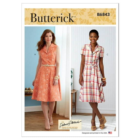 Butterick Misses' Shirt Dress, Code B6843 Sewing Pattern Kit, Sizes 16-18-20-22-24, Multicolor