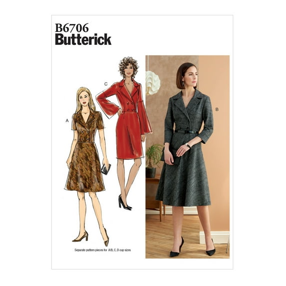 Butterick Pattern: A/B, C & D Cup Sizes, Misses' Dress Sizes 6-8-10-12-14