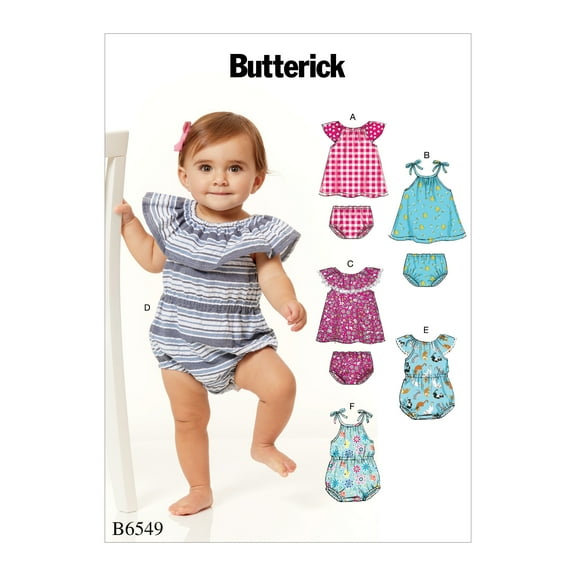 Butterick Pattern Infants Romper, Dress and Panties-NBN-S-M-L-XL