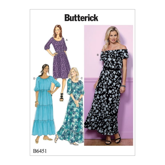 Butterick Pattern Misses' Dress-L-XL-XXL