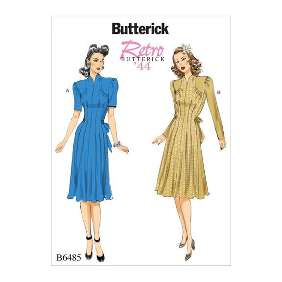 Butterick Pattern Misses' Dresses with Shoulder and Bust Detail, Waist Tie, an-6-8-10-12-14