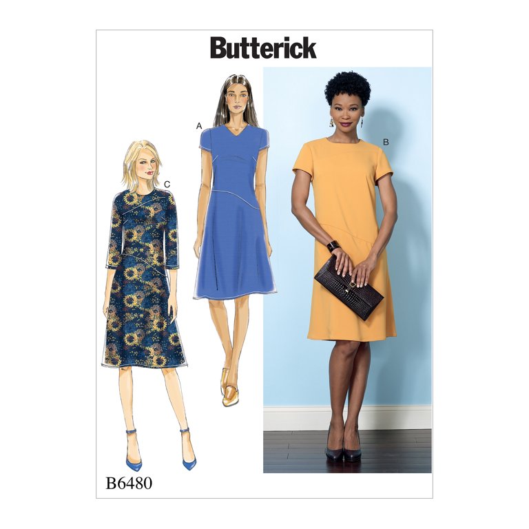 Butterick Pattern Misses' Fitted Dresses with Hip Detail, Neck and Sleeve  Vari-6-8-10-12-14 - Walmart.com