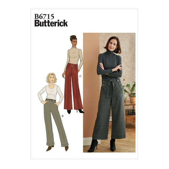 Butterick Pattern: Misses'/Misses' Petite Pants, Sash & Belt Sizes 6-8-10-12-14