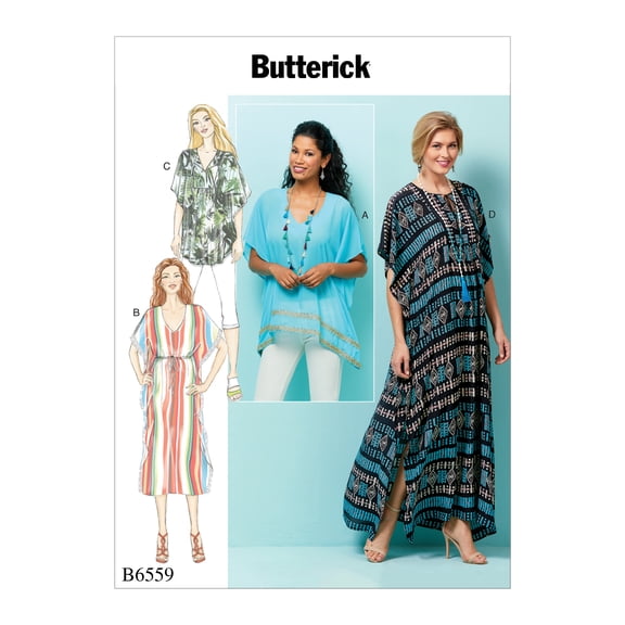 Butterick Pattern Misses' Top, Tunic And Caftan-L-Xl-Xxl
