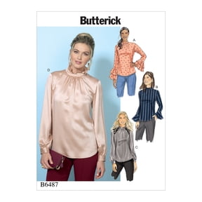 Butterick Pattern Misses' Tops with Gather-Detail Mock-Neck, and Sleeve Variat-14-16-18-20-22