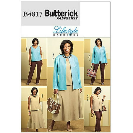 Butterick Pattern Women's and Women's Petite Jacket, Vest, Top, Skirt and Pants, KK (26W, 28W, 30W, 32W)