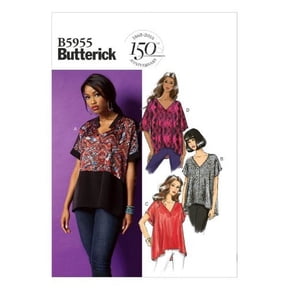 Butterick Patterns 5955 Misses Tops with Hem and Sleeve Variations Sizes LRG-XLG-XXL