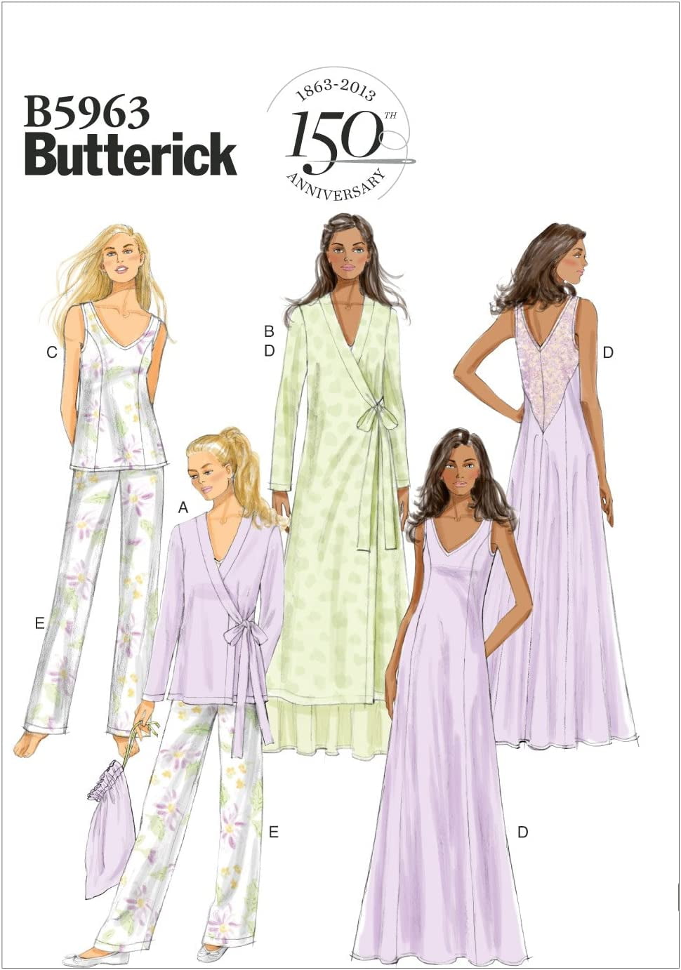 Butterick Patterns B5963 Misses' Robe, Top, Gown, Pants and Bag Sewing  Templates, Size A5 ( 14) 