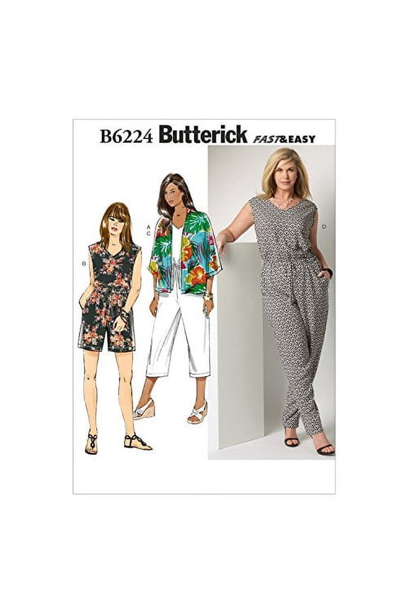 Butterick Patterns B6224KK0 Women's Kimono and Jumpsuit, KK (26W-28W-30W-32W)