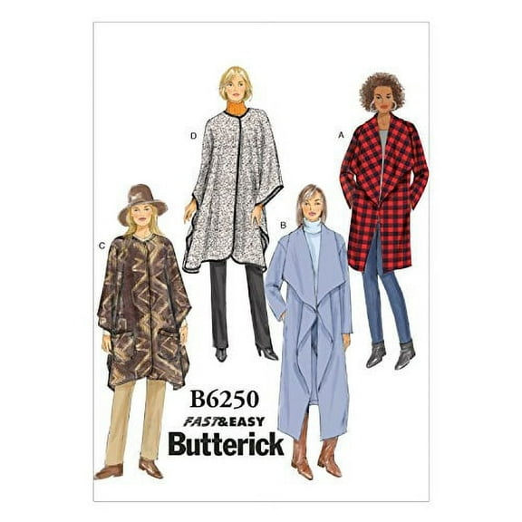 Butterick Patterns B62500Y0 Misses Jacket, Coat and Wrap, Y (XSM-SML-MED)