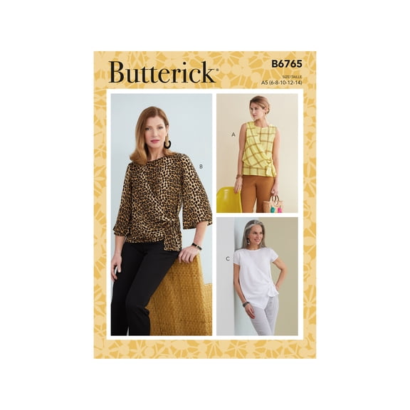 Butterick Sewing Pattern 6765 - Misses' Tops, Size: A5 (6-8-10-12-14)