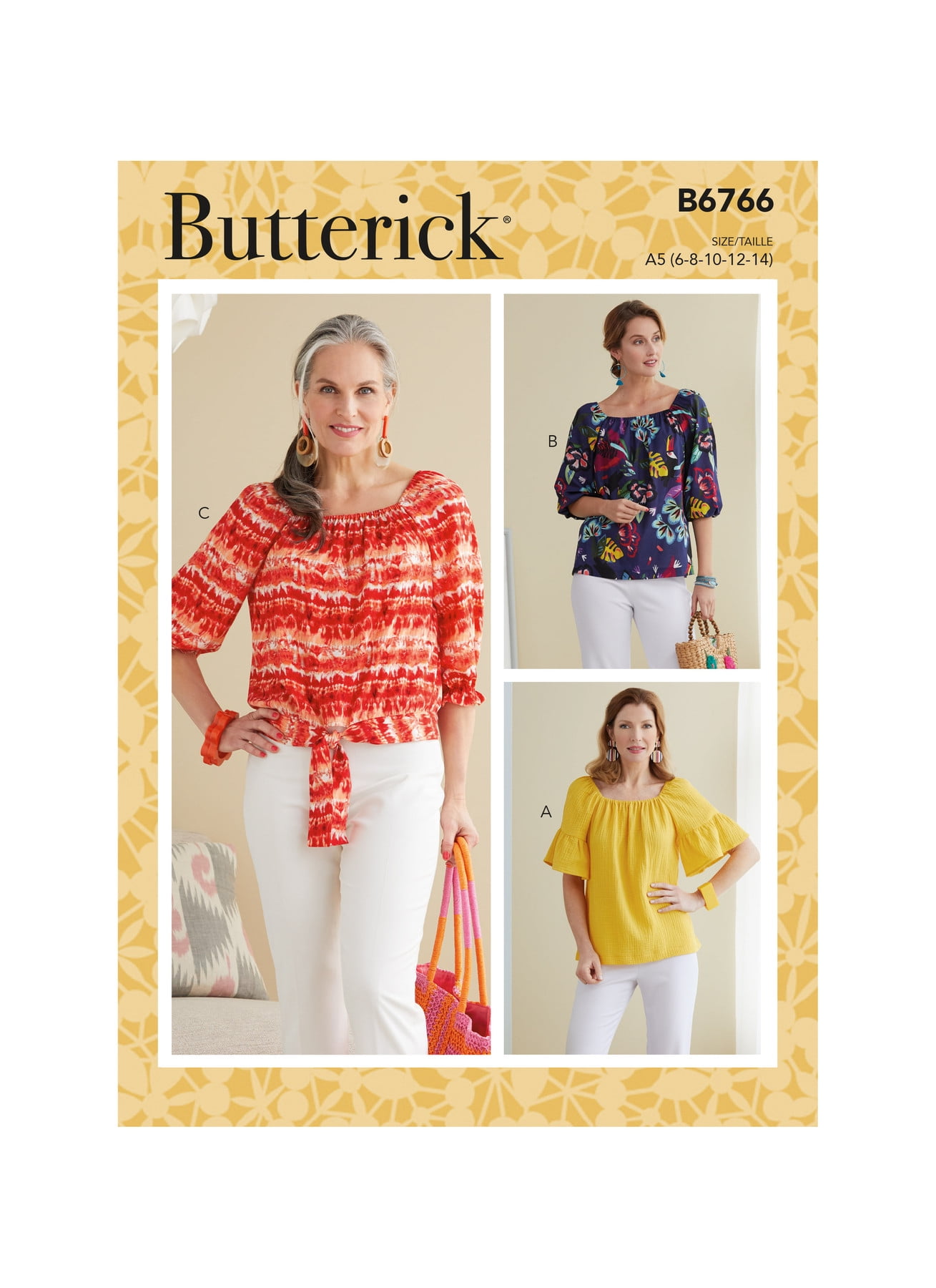 Butterick Sewing Pattern 6766 - Misses' Tops, Size: E5 (14-16-18-20-22)