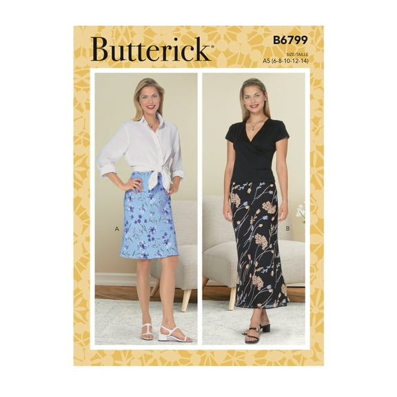 Butterick Sewing Pattern 6799 - Misses' & Misses' Petite Bias A-Line Skirt, Size: A5 (6-8-10-12-14)