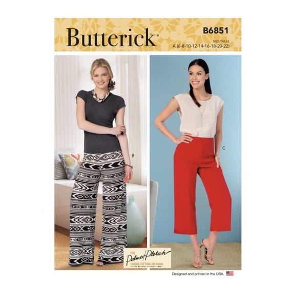 Butterick Sewing Pattern 6851 Shorts, Trousers