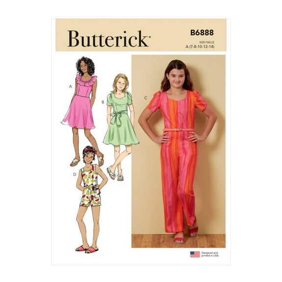 Butterick Sewing Pattern 6888 Dresses, Jumpsuits A (7-8-10-12-14)