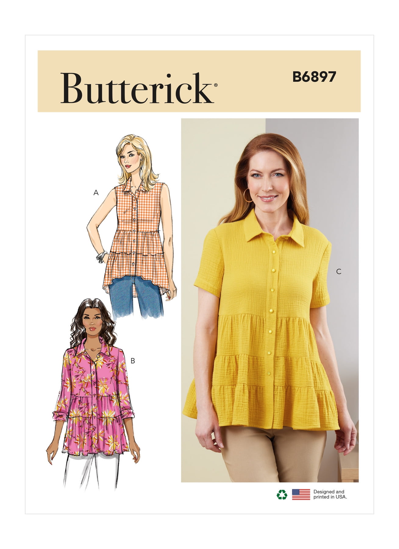 Butterick Sewing Pattern 6897 - Misses' Top, Size: B5 (8-10-12-14-16)
