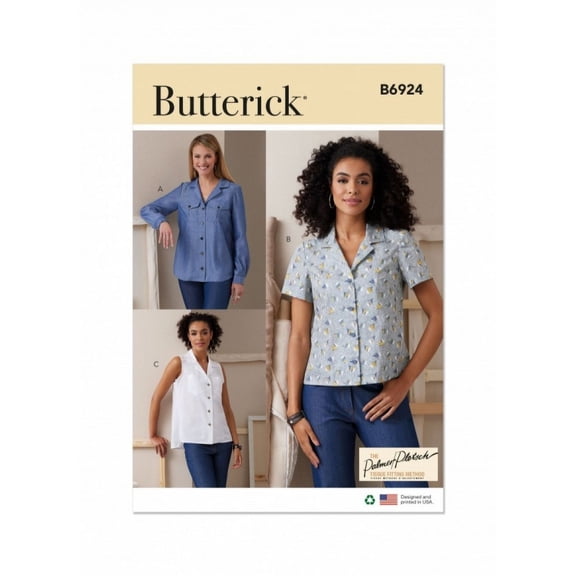 Butterick Sewing Pattern 6924 Tops, Shirts B5 (8-10-12-14-16)