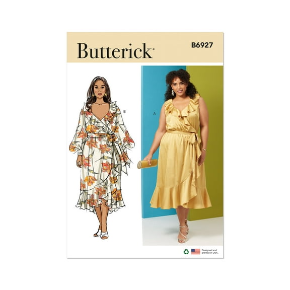 Butterick Sewing Pattern 6927 - Women's Dress and Sash, Size: W2 (20W-22W-24W-26W-28W)
