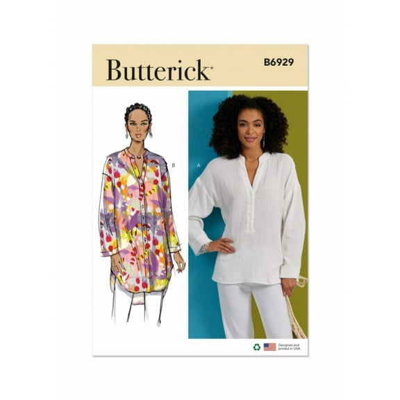 Butterick Sewing Pattern 6929 Tops, Tunics B5 (8-10-12-14-16)