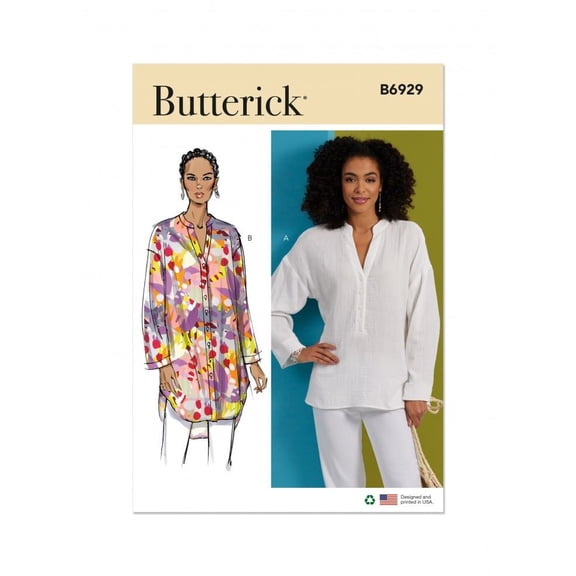 Butterick Sewing Pattern 6929 - Tops and Tunics for Women - Y5 (18-20-22-24-26) - Intermediate