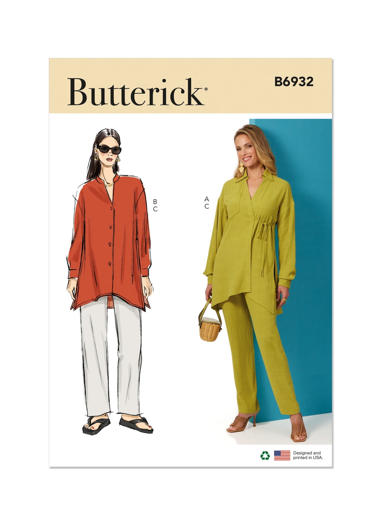 Butterick Sewing Pattern 6932 - Misses' Top and Pants, Size: Y5 (18-20-22-24-26)
