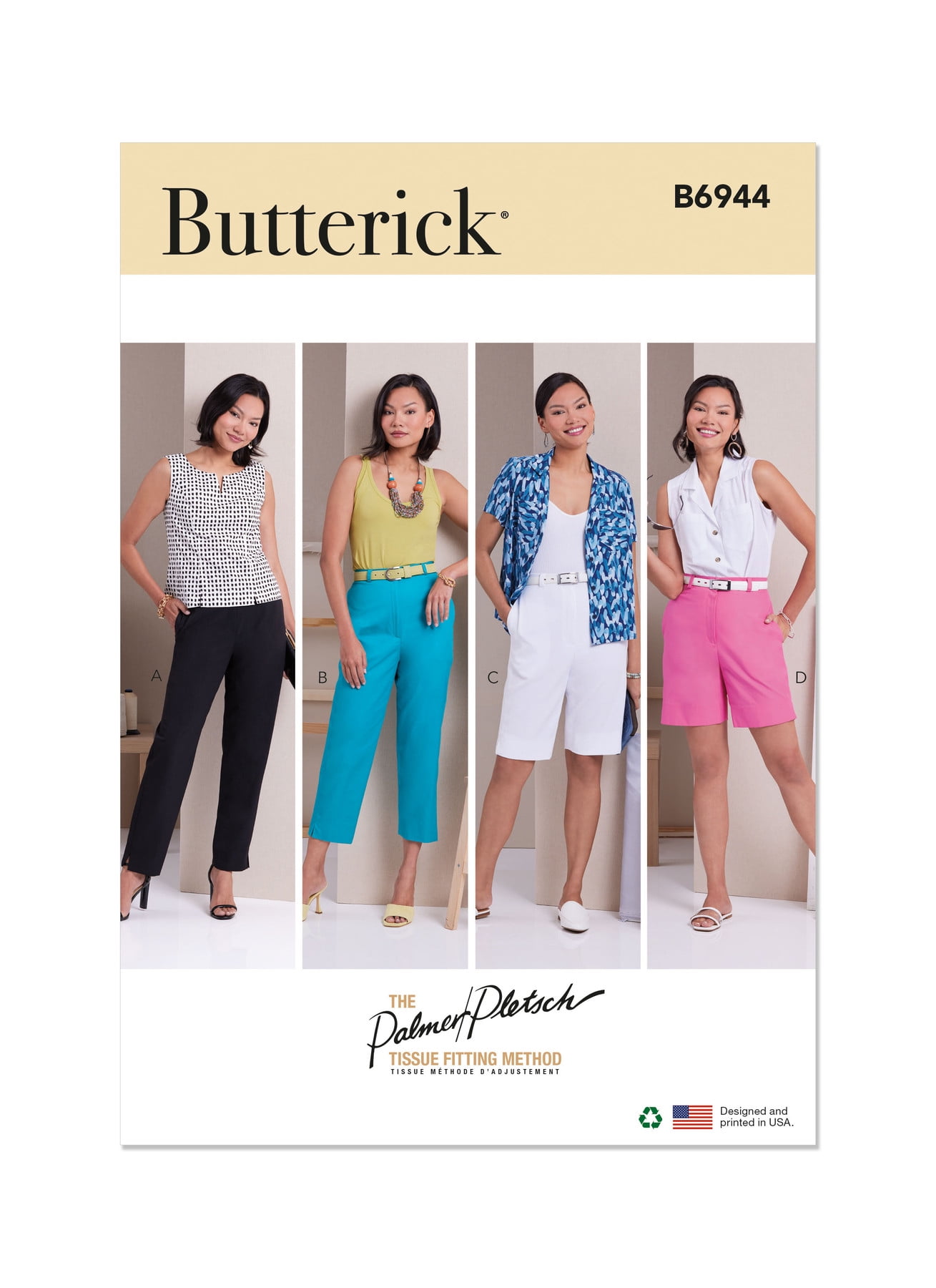Butterick B6924F5 - Cartamodello Cucito Camicie Donna Palmer/Pletsch, Taglie 16-24, Maniche Lunghe Corte O Senza