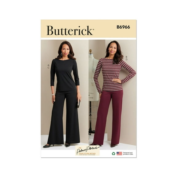 Butterick Sewing Pattern 6966 - Misses' Knit Tops and Pants, Size: A5 (6-8-10-12-14)
