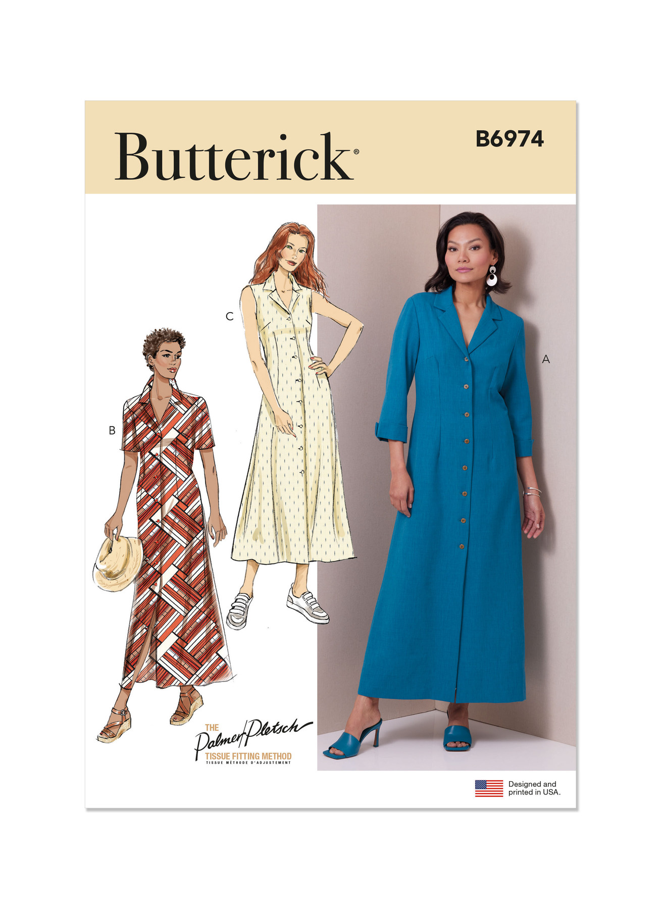 Butterick B6924F5 - Cartamodello Cucito Camicie Donna Palmer/Pletsch, Taglie 16-24, Maniche Lunghe Corte O Senza