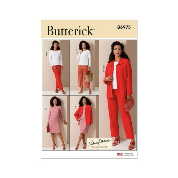 Butterick Sewing Pattern 6975 - Misses' Jacket, Knit Top and Dress, and Pants by Palmer/Pletsch, Size: B5 (8-10-12-14-16)